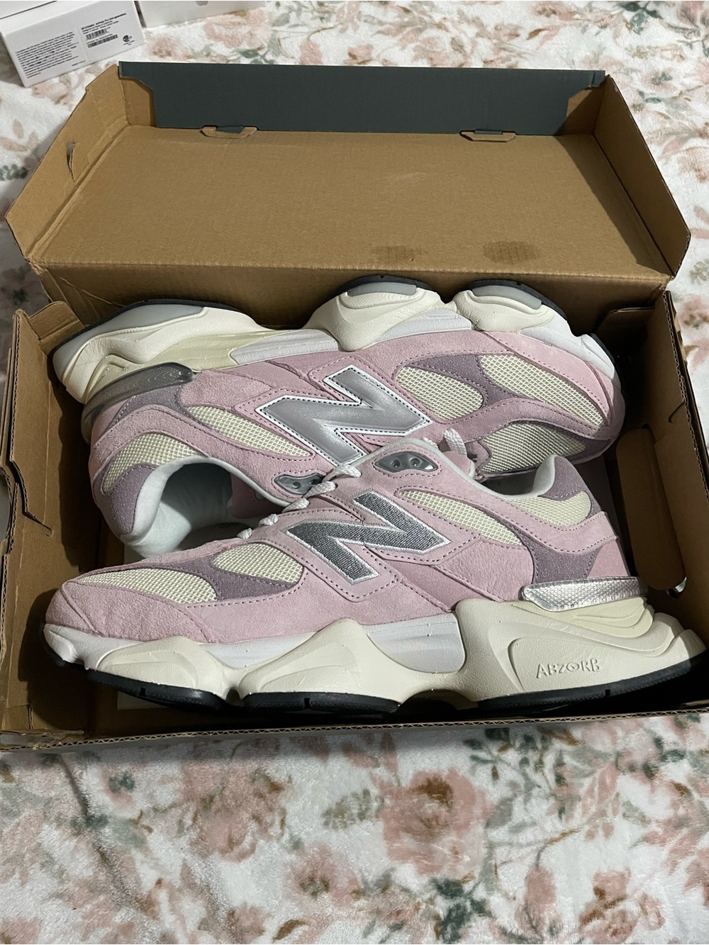 New Balance Sneakers in Pink and Cream with Silver Accents